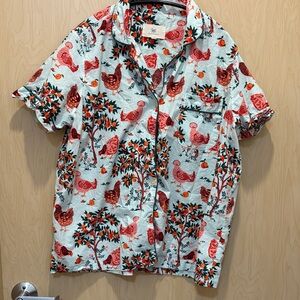Printfresh Hen House Short PJ Top - L - TOP ONLY